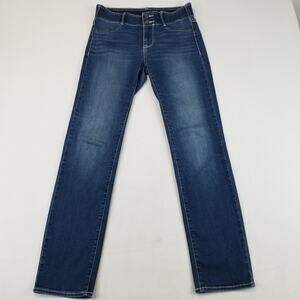 Apt 9 Jeans Womens Size 8 x 30 Tummy Control Straight Leg Blue Mid Rise Stretch